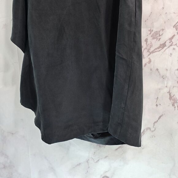 In Ad Minus Dress Womens 4 Small Black Silk Mini Asymmetric Shift Ruffle LBD - Picture 9 of 16